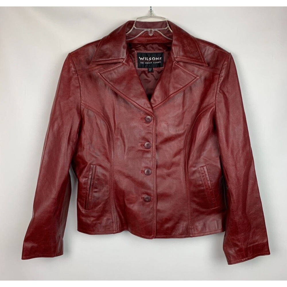 Wilsons Leather Maxima Women's Red Genuine Blazer Jacket Size L New Without Tags